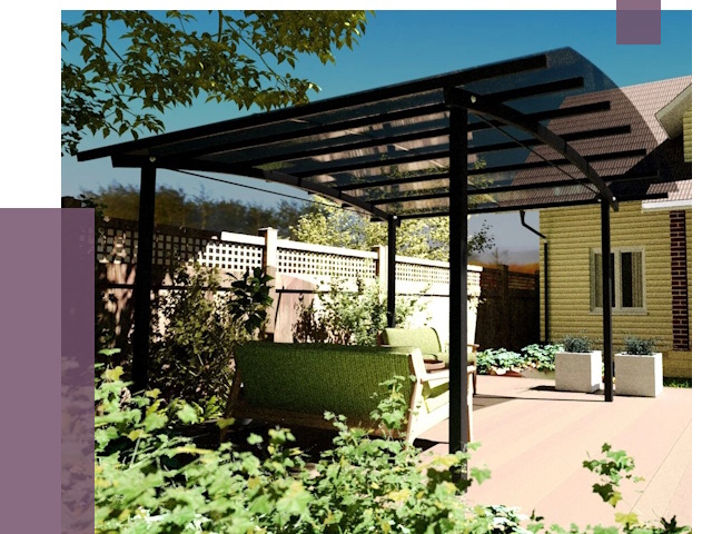 Навесы для террасы в Югорске от 13019 руб. под ключ | ПРОЛЁТ-Югр