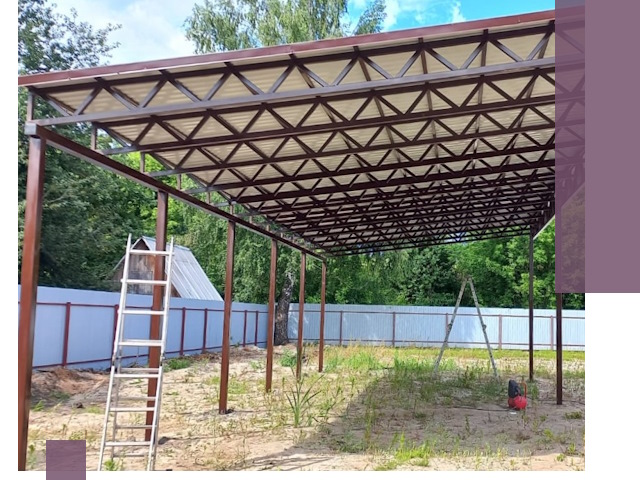 Односкатные навесы под ключ в Югорске — изготовление и монтаж