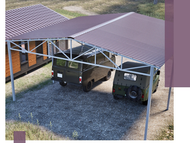 Двускатные навесы под ключ в Югорске — изготовление и монтаж